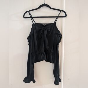 Express Black Camisole Off Shoulder with Ruffle Sleeves